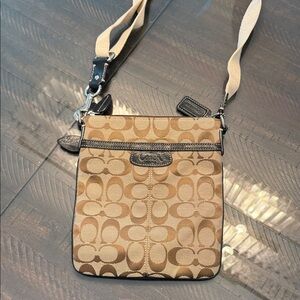 Coach Signature Brown and Tan Crossbody Bag